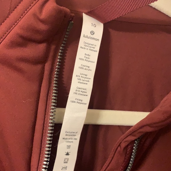 Lululemon Dynamic Movement Jacket Savannah Insulated Size 10 Full Zip - Picture 5 of 11